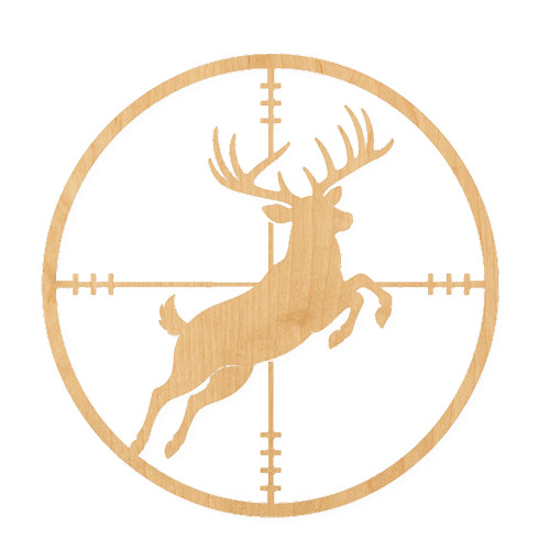 Deer In Scope Wood Cutout for Crafts, Unfinished Baltic Birch Craft Shape