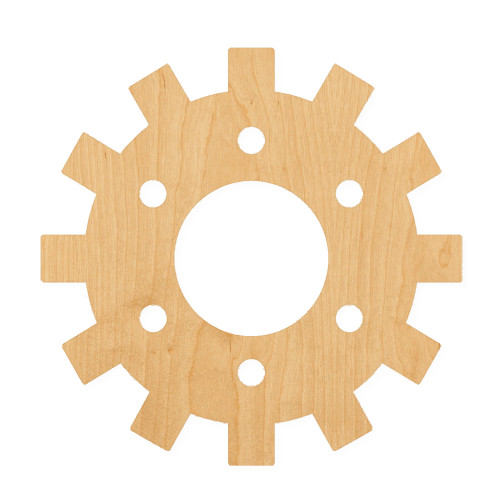 Gear 9 Wood Cutout for Crafts, Unfinished Baltic Birch Craft Shape