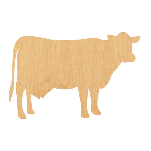 Cow 2 Wood Cutout for Crafts, Unfinished Baltic Birch Craft Shape