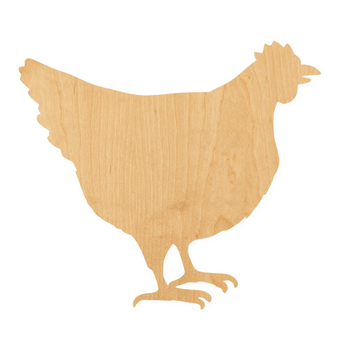 Hen 2 Wood Cutout for Crafts, Unfinished Baltic Birch Craft Shape