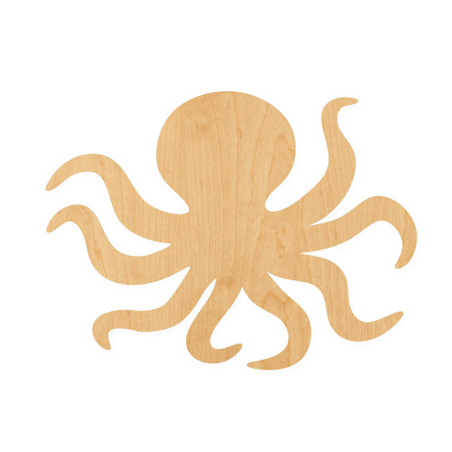Octopus 3 Wood Cutout for Crafts, Unfinished Baltic Birch Craft Shape