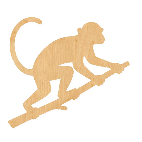 Monkey 1 Wood Cutout for Crafts, Unfinished Baltic Birch Craft Shape