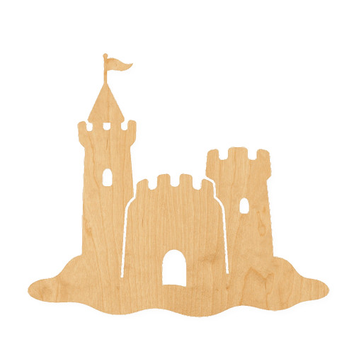 Sand Castle Wood Cutout for Crafts, Unfinished Baltic Birch Craft Shape