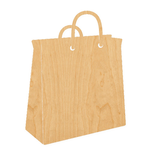 Shopping Bag Wood Cutout for Crafts, Unfinished Baltic Birch Craft Shape