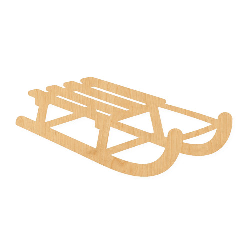Sled Wood Cutout for Crafts, Unfinished Baltic Birch Craft Shape