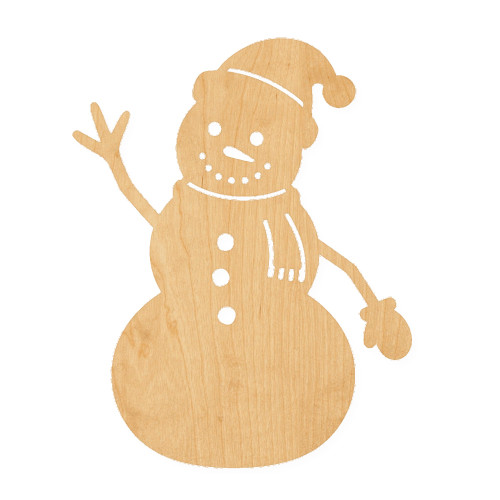 Snowman 1 Wood Cutout for Crafts, Unfinished Baltic Birch Craft Shape