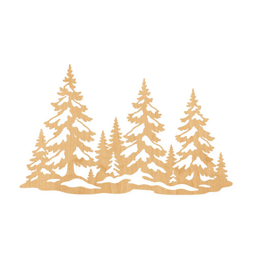 Snowy Pine Wood Cutout for Crafts, Unfinished Baltic Birch Craft Shape