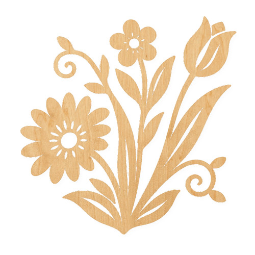 Spring Flowers Wood Cutout for Crafts, Unfinished Baltic Birch Craft Shape