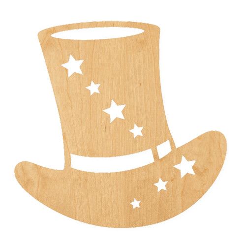 Top Hat With Stars Wood Cutout for Crafts, Unfinished Baltic Birch Craft Shape