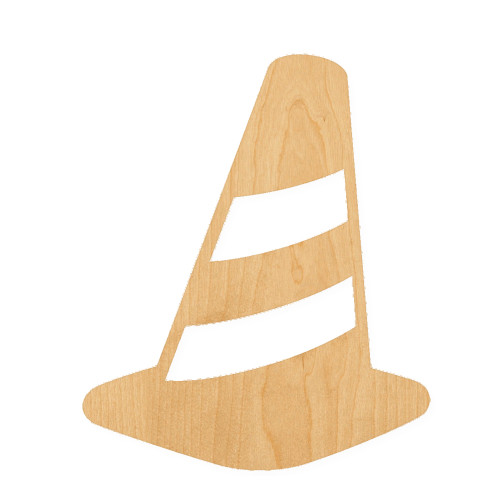 Traffic Cone Wood Cutout for Crafts, Unfinished Baltic Birch Craft Shape