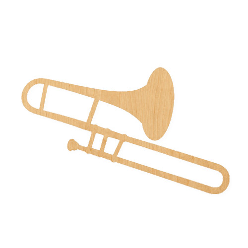Trombone Wood Cutout for Crafts, Unfinished Baltic Birch Craft Shape