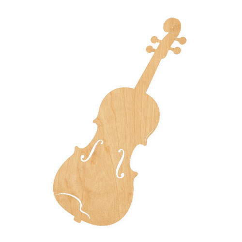 Violin Wood Cutout for Crafts, Unfinished Baltic Birch Craft Shape
