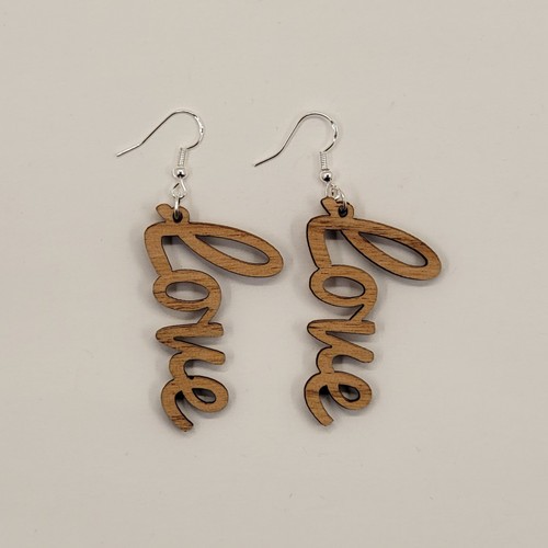 Love Style 2 Natural Wood Earrings Boho Trendy Rustic Earrings