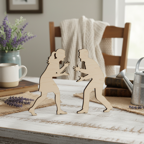 Man and Woman Arguing Over Fault Laser Cut Wood Cutout Blank DIY Craft Decor