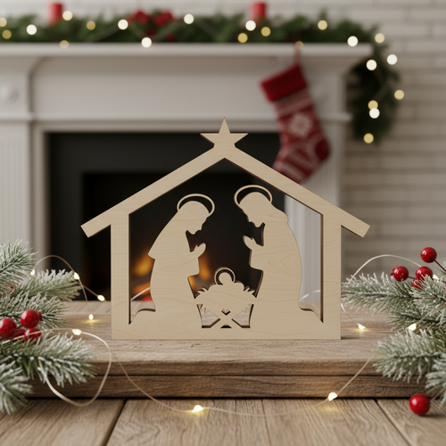 Nativity Laser Cut Wood Cutout Blank for DIY Craft Decor