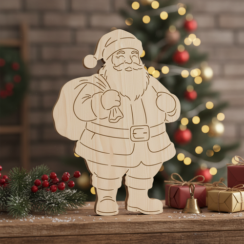 Santa Laser Cut Wood Cutout Blank Ornament Blank