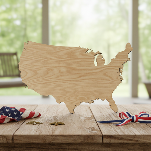 USA Laser Cut Wood Cutout Blank for DIY Craft Decor