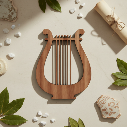 Lyre Laser Cut Wood Cutout Blank for DIY Craft Decor