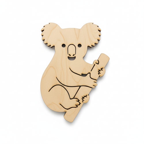 Koala Bear Wood Cutout for Crafts, Unfinished Baltic Birch Craft Shape, DIY Wood Blank