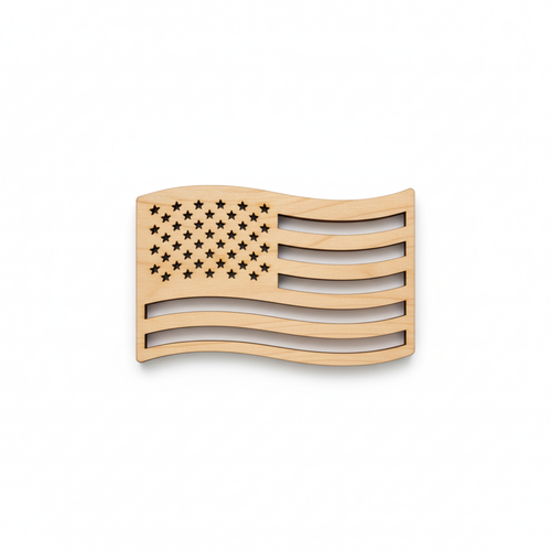 American Flag Wood Cutout Craft Blank, Unfinished Baltic Birch DIY Shape for Crafts and Decor