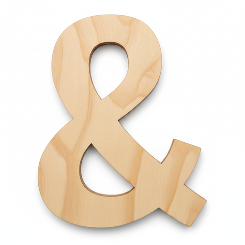 Ampersand Wood Cutout Craft Blank, Unfinished Baltic Birch DIY Shape for Crafts and Decor
