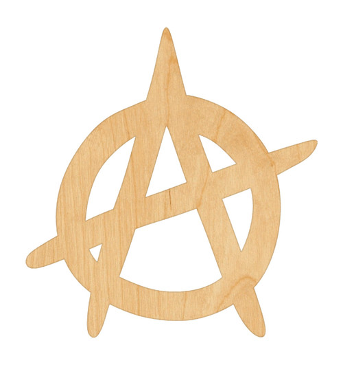 Anarchy Symbol Wood Cutout Craft Blank, Unfinished Baltic Birch DIY Shape for Crafts and Decor