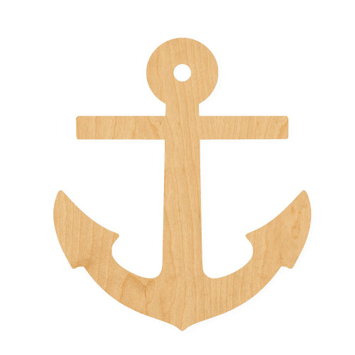 Anchor 2 Wood Cutout for Crafts, Unfinished Baltic Birch Craft Shape