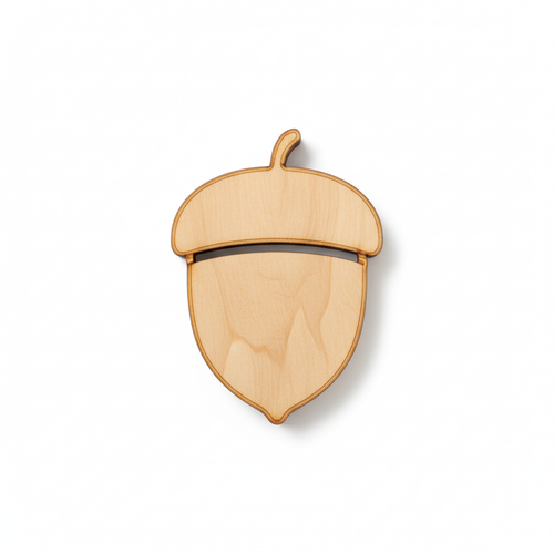 Acorn Wood Cutout Craft Blank, Unfinished Baltic Birch DIY Shape for Crafts and Decor
