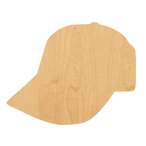 Baseball Cap Wood Cutout for Crafts, Unfinished Baltic Birch Craft Shape