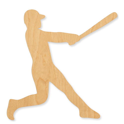 Baseball Player Wood Cutout - Unfinished Baltic Birch Craft Shape