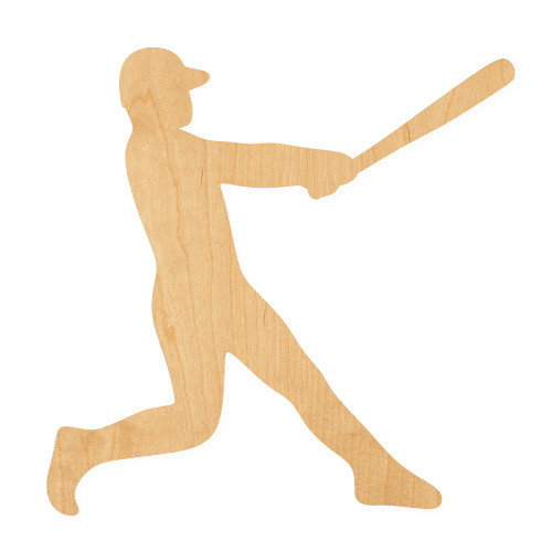 Baseball Player Wood Cutout for Crafts, Unfinished Baltic Birch Craft Shape