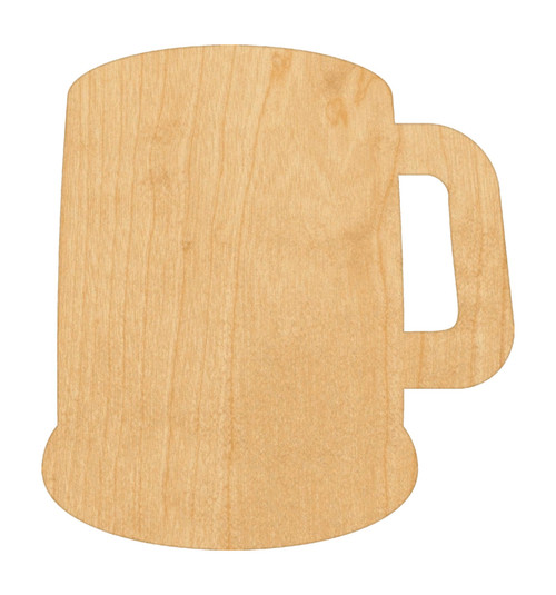 Beer Mug Wood Cutout Craft Blank, Unfinished Baltic Birch DIY Shape for Crafts and Decor