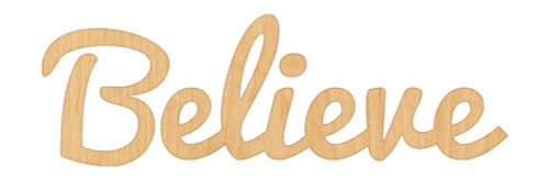 Believe Wood Cutout Craft Blank, Unfinished Baltic Birch DIY Shape for Crafts and Decor