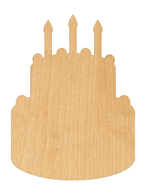 Birthday Cake Wood Cutout Craft Blank, Unfinished Baltic Birch DIY Shape for Crafts and Decor