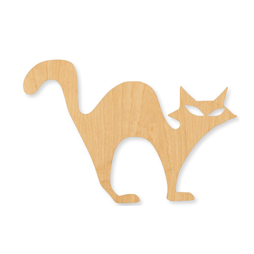 Black Cat 3 Wood Cutout - Unfinished Baltic Birch Craft Shape