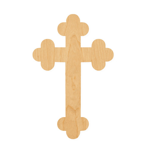 Botany Cross 2 Wood Cutout for Crafts, Unfinished Baltic Birch Craft Shape