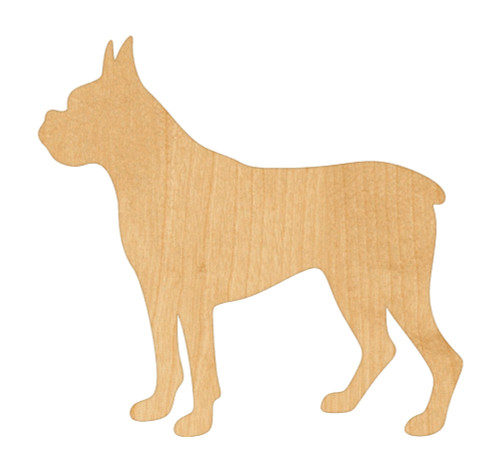 Boxer Dog Wood Cutout Craft Blank, Unfinished Baltic Birch DIY Shape for Crafts and Decor