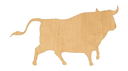 Bull 1 Wood Cutout Craft Blank, Unfinished Baltic Birch DIY Shape for Crafts and Decor