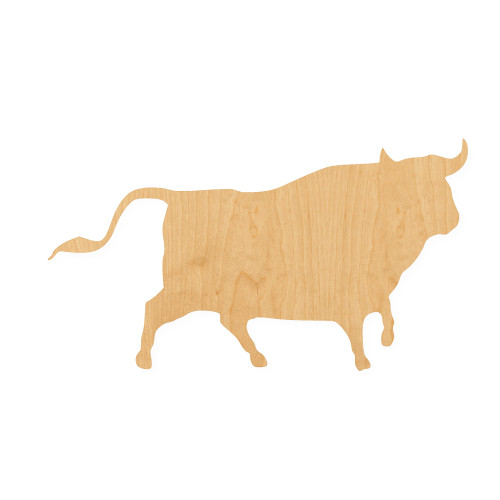 Bull 2 Wood Cutout for Crafts, Unfinished Baltic Birch Craft Shape