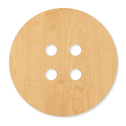 Button 2 Wood Cutout - Unfinished Baltic Birch Craft Shape