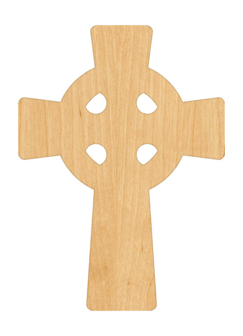 Celtic Cross Wood Cutout Craft Blank, Unfinished Baltic Birch DIY Shape for Crafts and Decor