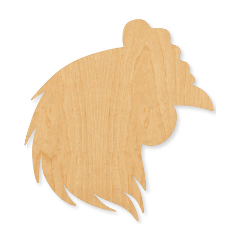 Chicken Head Wood Cutout - Unfinished Baltic Birch Craft Shape