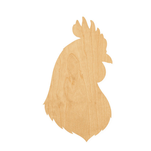 Chicken Head Wood Cutout for Crafts, Unfinished Baltic Birch Craft Shape