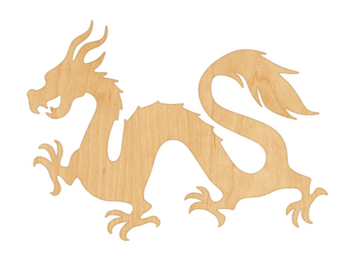 Chinese Dragon Wood Cutout Craft Blank, Unfinished Baltic Birch DIY Shape for Crafts and Decor