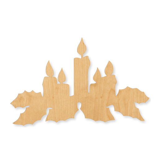 Christmas Holly Outline Wood Cutout - Unfinished Baltic Birch Craft Shape