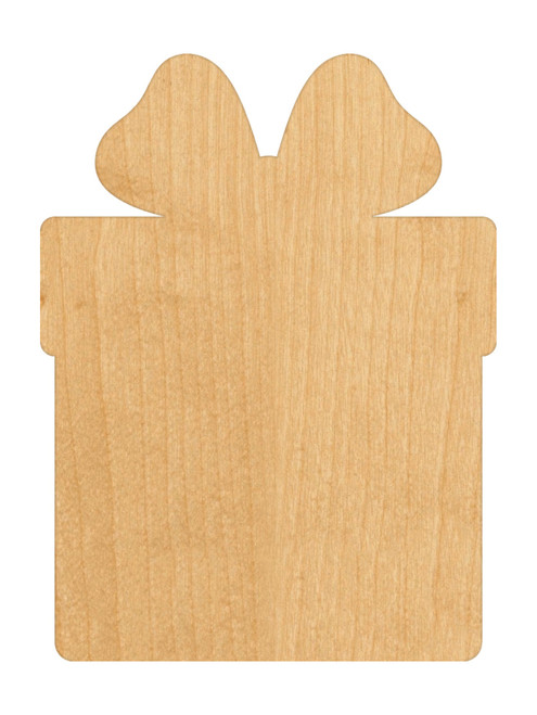 Christmas Present Wood Cutout - Unfinished Baltic Birch Craft Shape