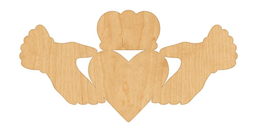 Claddagh Wood Cutout Craft Blank, Unfinished Baltic Birch DIY Shape for Crafts and Decor