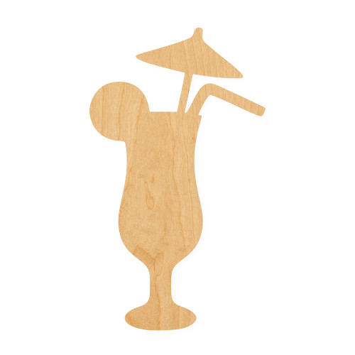 Cocktail Drink Wood Cutout for Crafts, Unfinished Baltic Birch Craft Shape