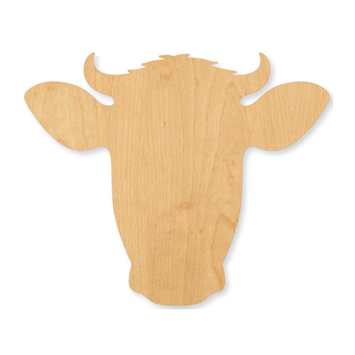 Cow Head Wood Cutout - Unfinished Baltic Birch Craft Shape