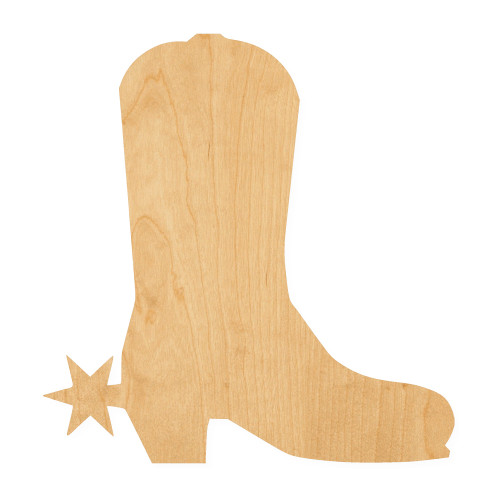Cowboy Boot 2 Wood Cutout for Crafts, Unfinished Baltic Birch Craft Shape